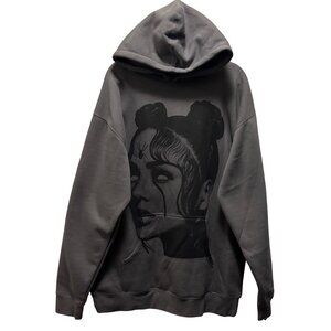 Y2K Works Of Madness XL Gray Hoodie With Gothic Artwork Front  Made In USA